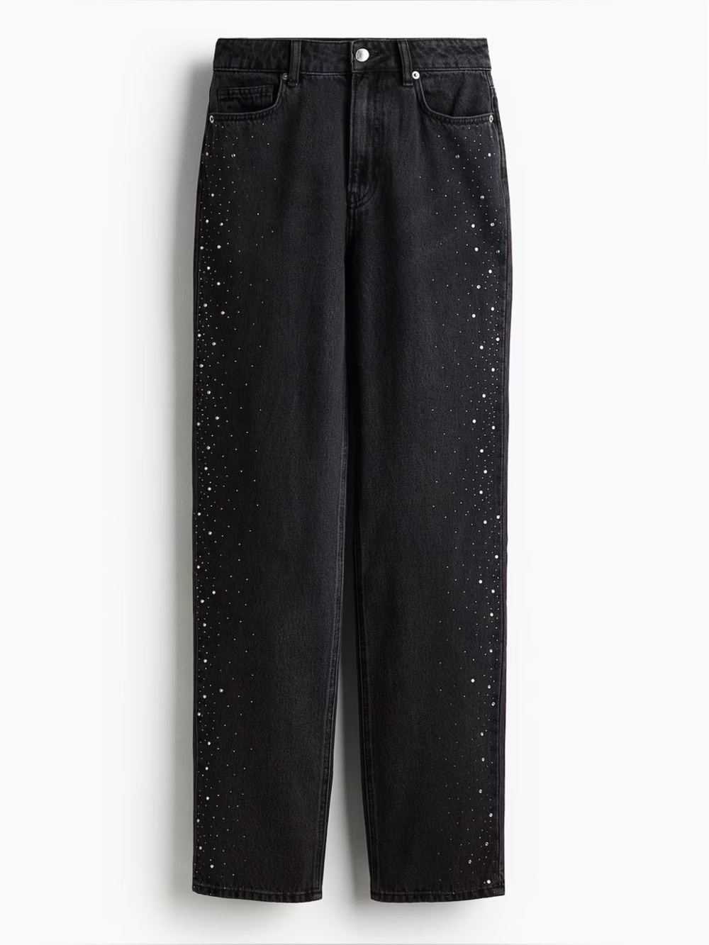 H&M Black Gem High-Waist Straight Jeans
